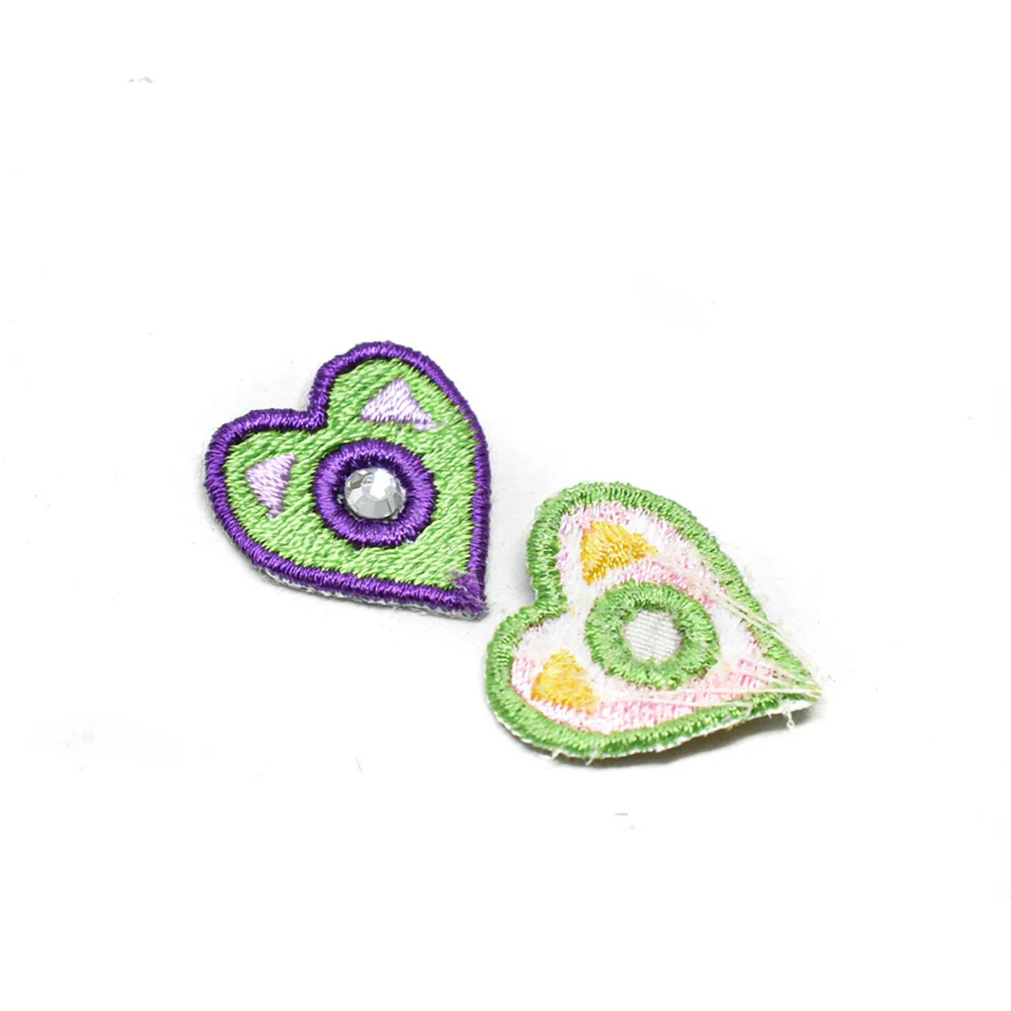 1 Yard Two Tone Tiny Heart Rhinestone Patch Cute DIY Clothing Accessory ...