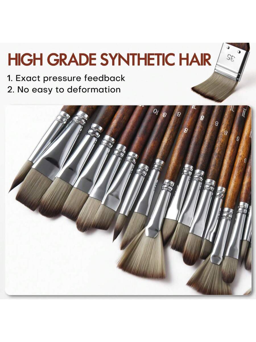 25pcs Paint Brush Set, Acrylic Paint Brushes Professional Artist Series
