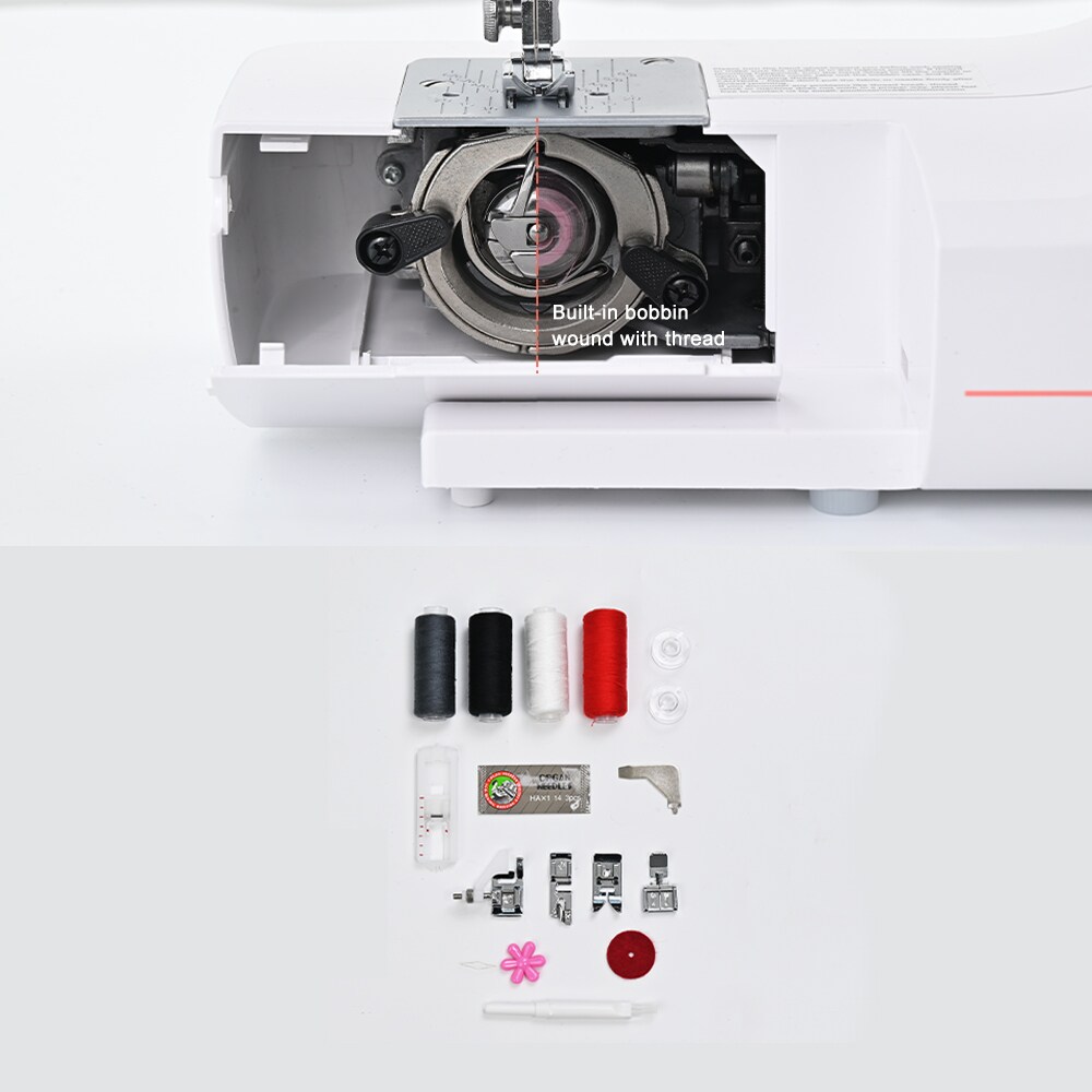 Official POOLIN EOC565 Mechanical Sewing Machine 26 Stitch Applications, Adjustable Stitch Length, With Complete Accessory Kits & Foot Pedal, 5 Included Presser Feet, Easy-to-Use Sewing Machine Holiday & Birthday Gift