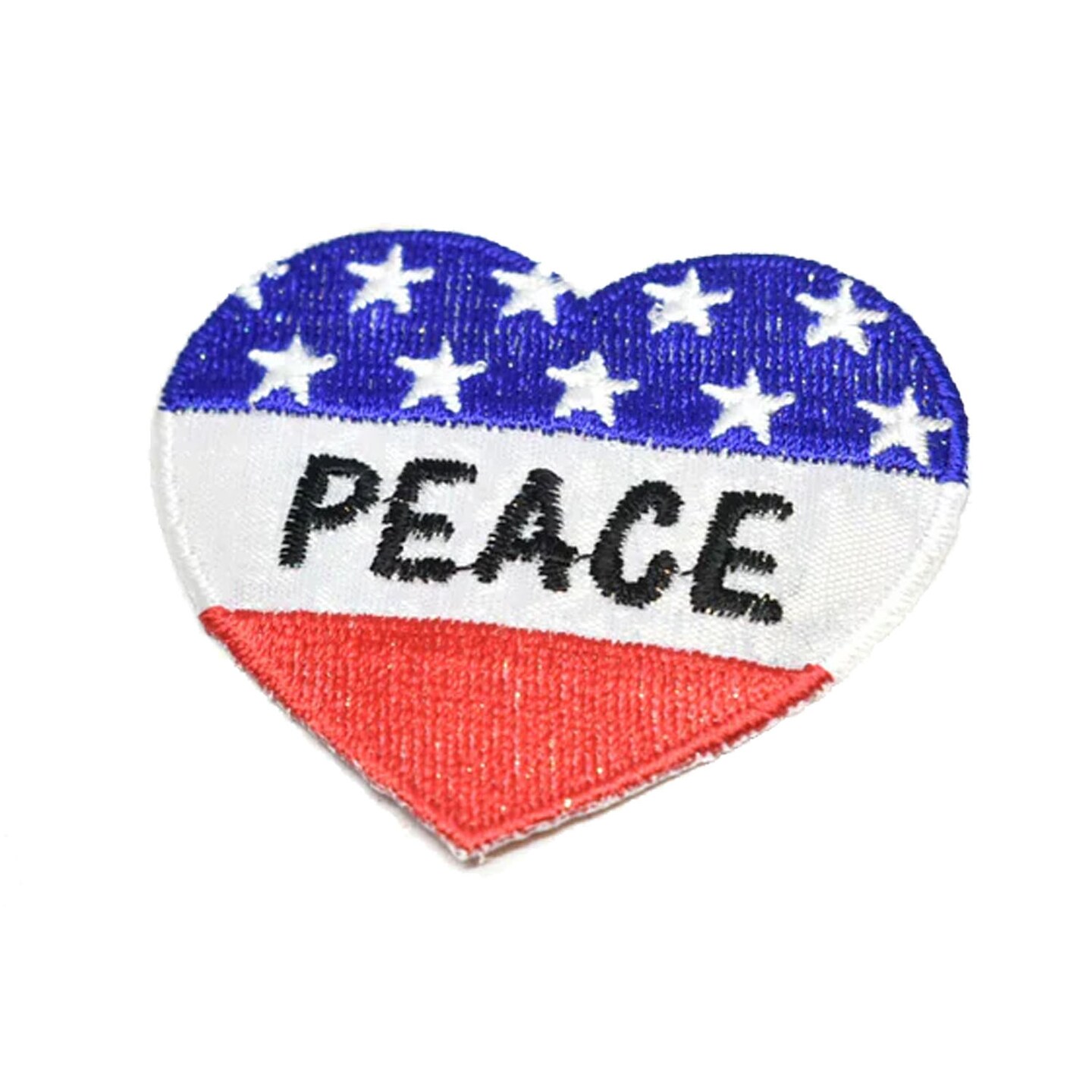 Heart Shaped Patriotic Peace Iron On Patch Applique for Clothing and Accessories