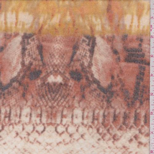 Mustard/Terra Cotta Snakeskin Faux Cashmere Knit Fabric By the Yard
