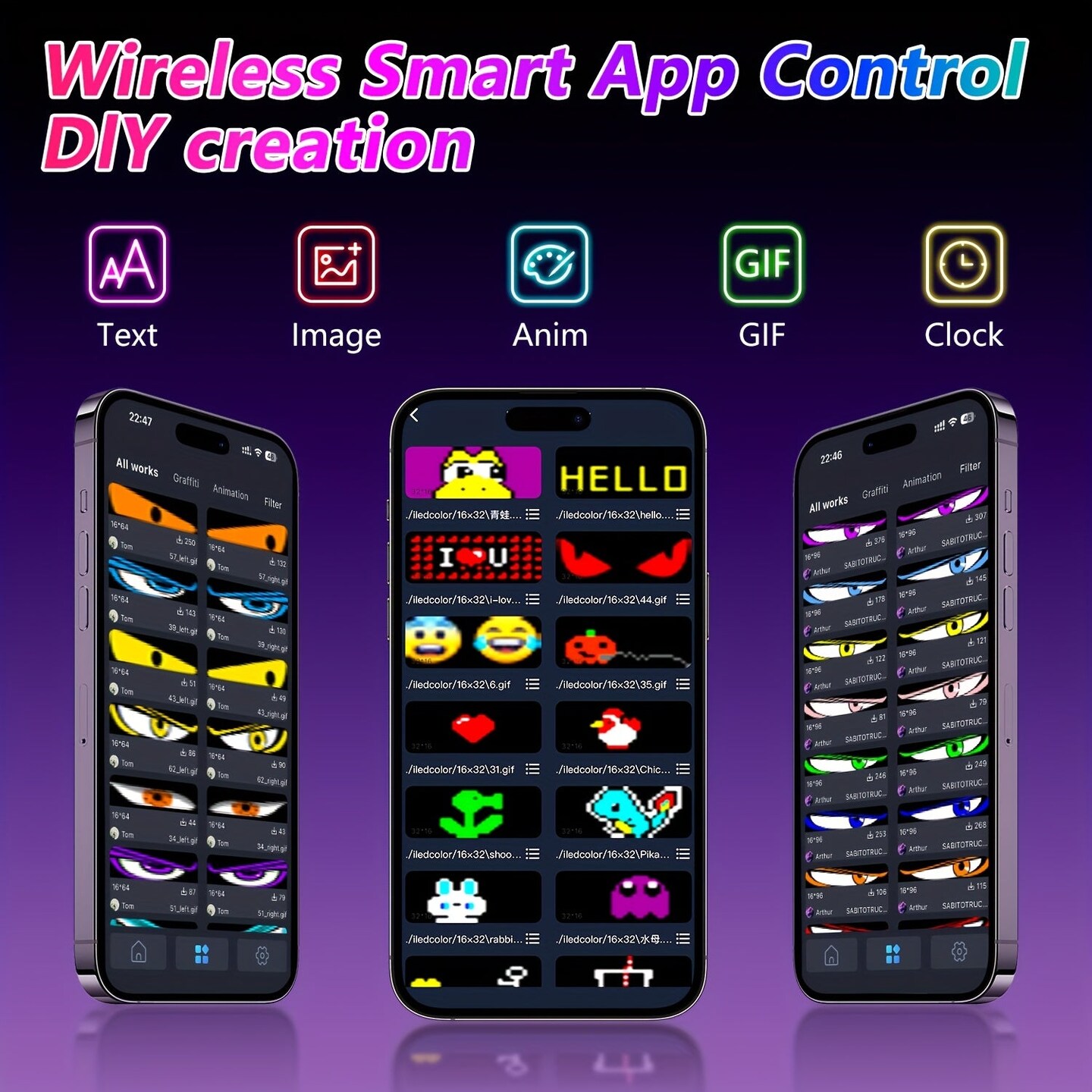 15" x 4" Programmable LED Sign App Control Scrolling Text Graffiti USB Power Supply Night Light