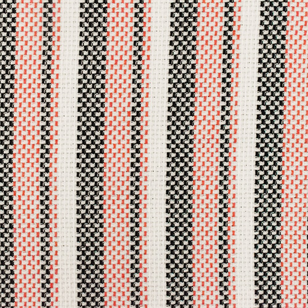 Bright Orange-Black-White Stripe Poly-Linen Dobby Woven Fabric By the Yard