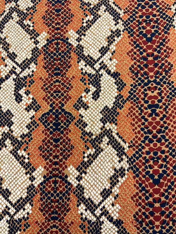 Copper Multi Snakeskin Animal Print Poly Georgette Fabric By the Yard