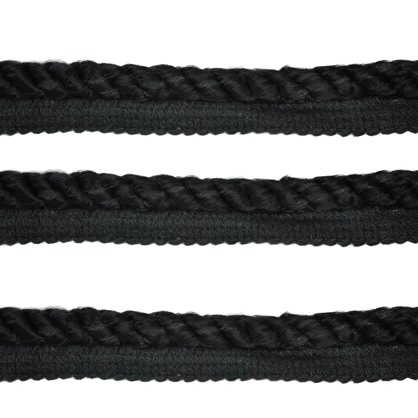 1 Yard Black Twisted Cord on Tape Decorative DIY Trim for Home Furnishings 9mm Width