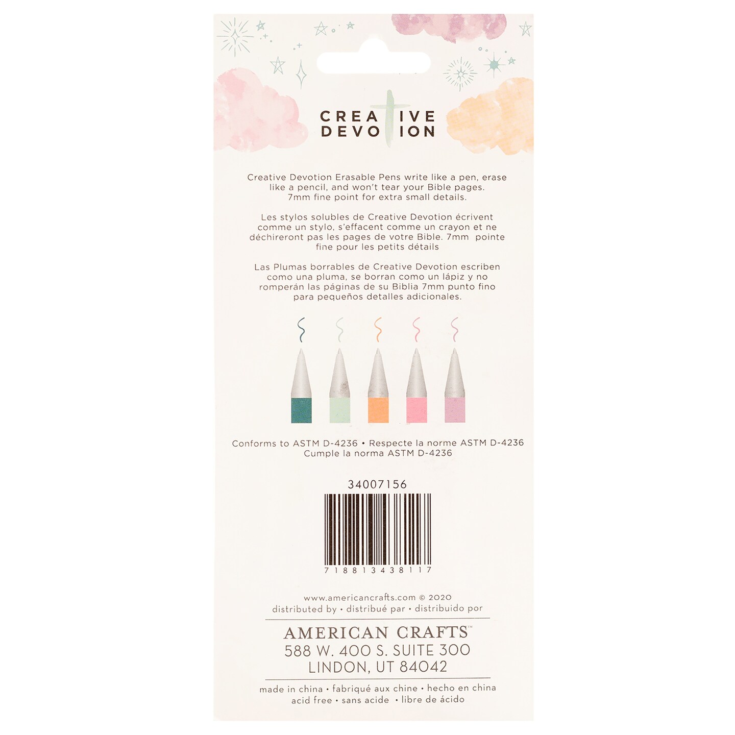 Creative Devotion Draw Near Erasable Fine Point Pens 5/Pkg-Assorted Colors