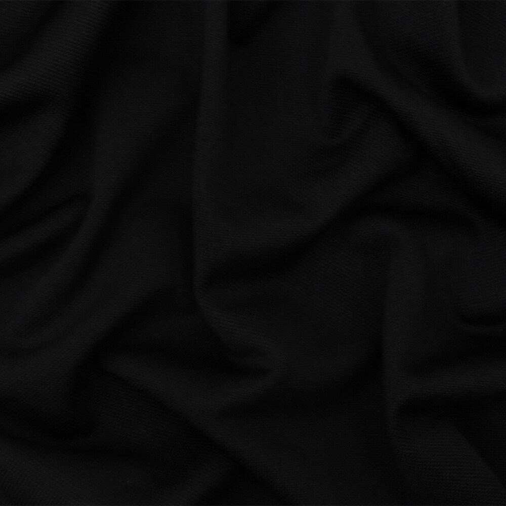 Black Solid Stretch Poly Mini Pique Knit Fabric By the Yard