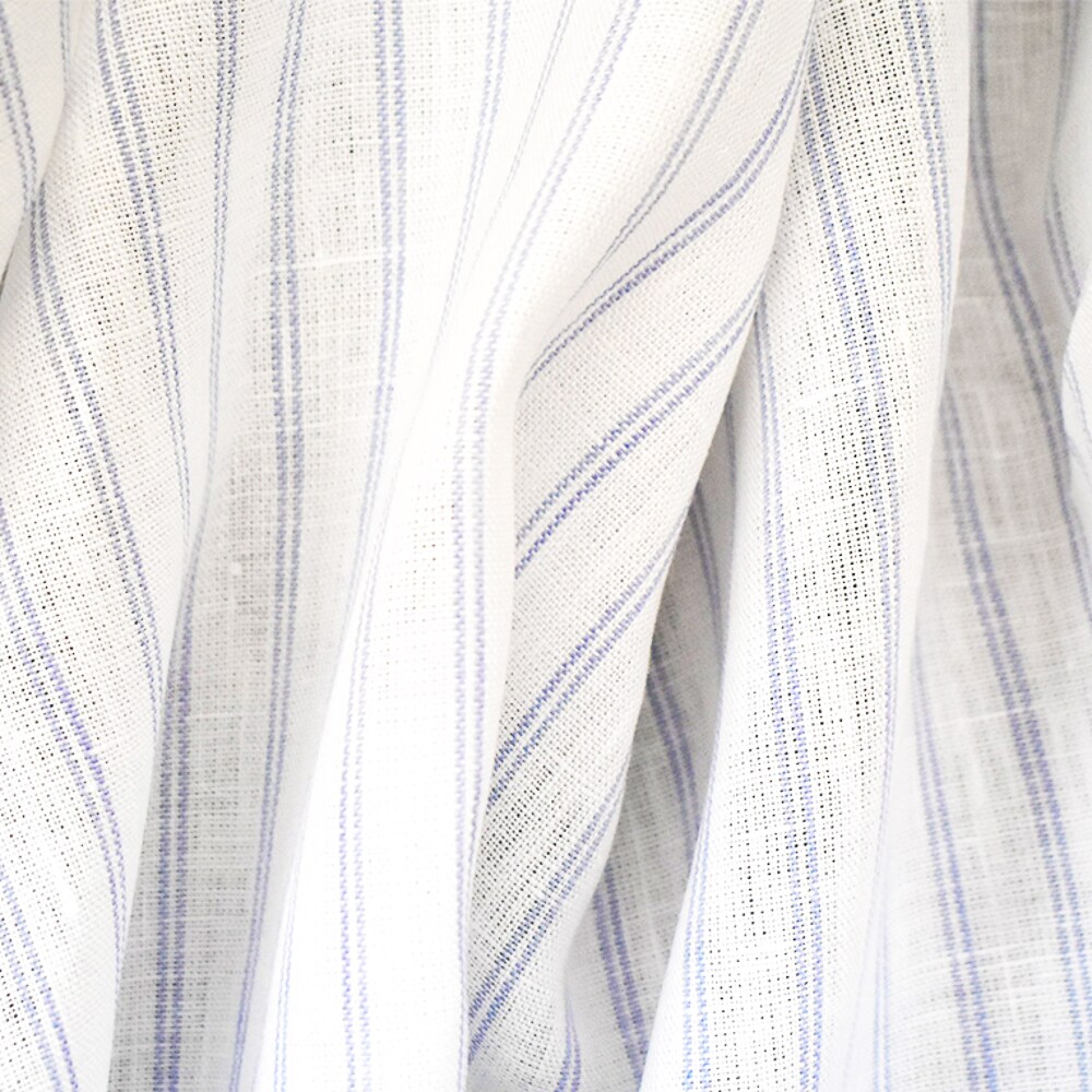 Light Purple-White Spence Bryson Striped Irish Linen Woven Fabric By the Yard