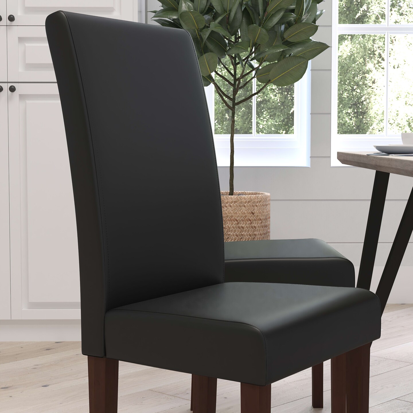 Merrick Lane Ellison Mid-Century Panel Back Parsons Accent Dining Chair