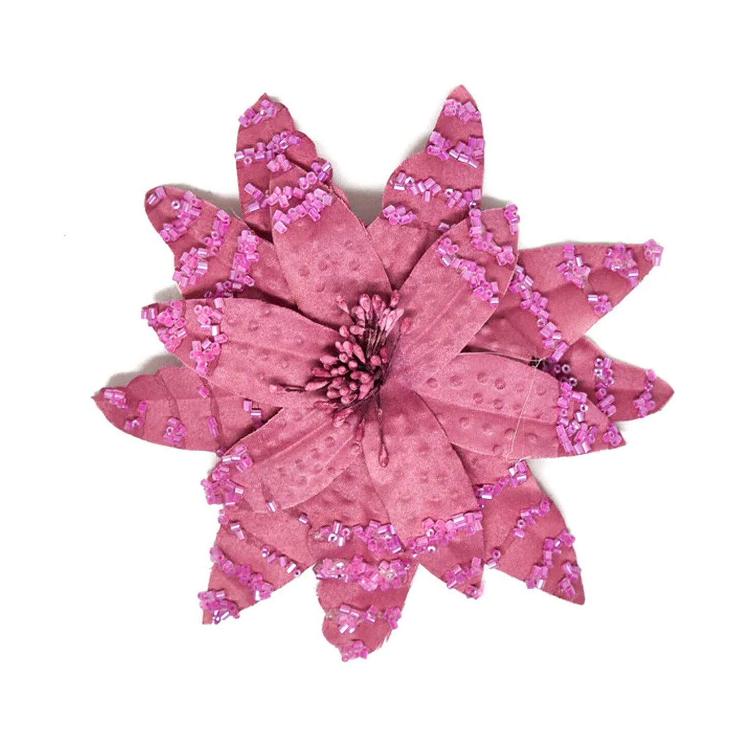 Pink Beaded Flower Pin Pair for Clothing Hats Jewelry Hair Accessories