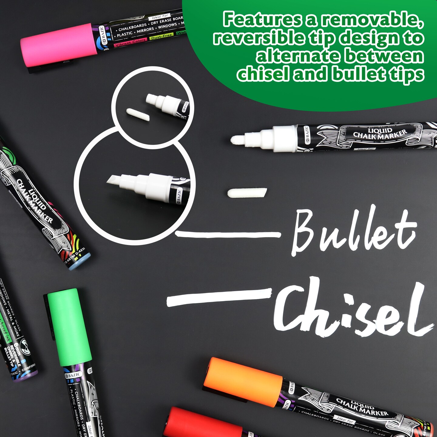 BAZIC Color Liquid Chalk Markers