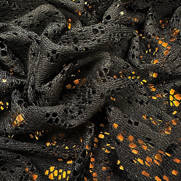Black Stripe Crocheted Lace Fabric By the Yard