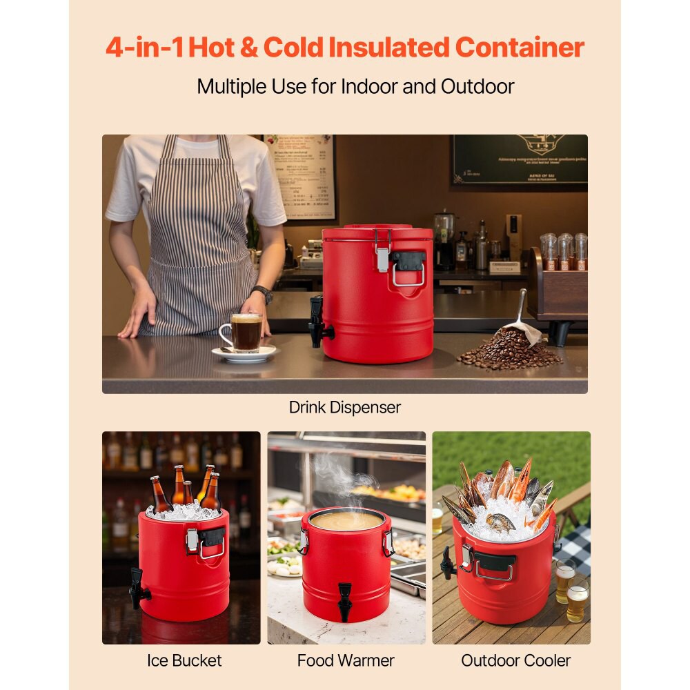 Insulated Beverage Dispenser with Spigot Thermal Hot Cold Drink Server Stainless Steel