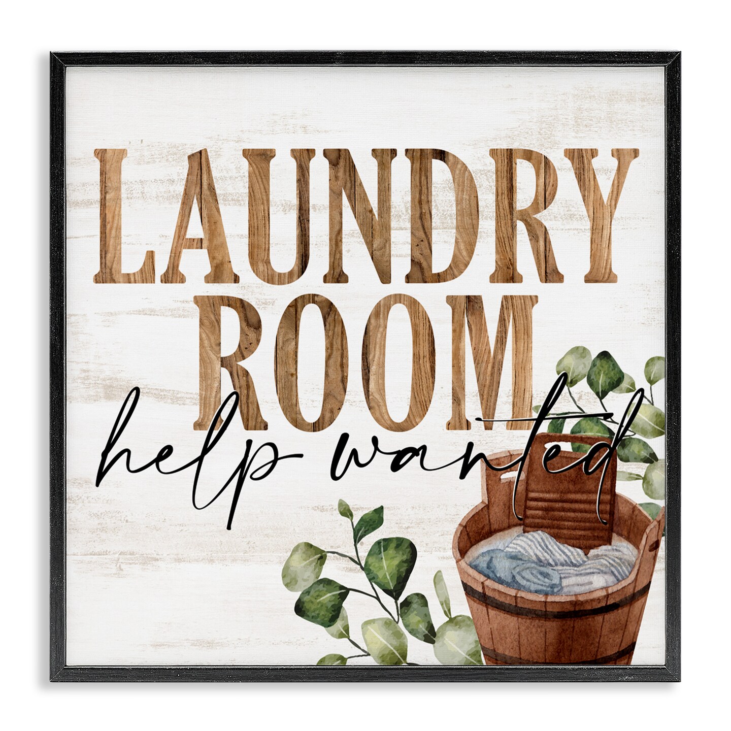 Stupell Industries Help Wanted Rustic Laundry Room Framed Giclee, design by Kim Allen