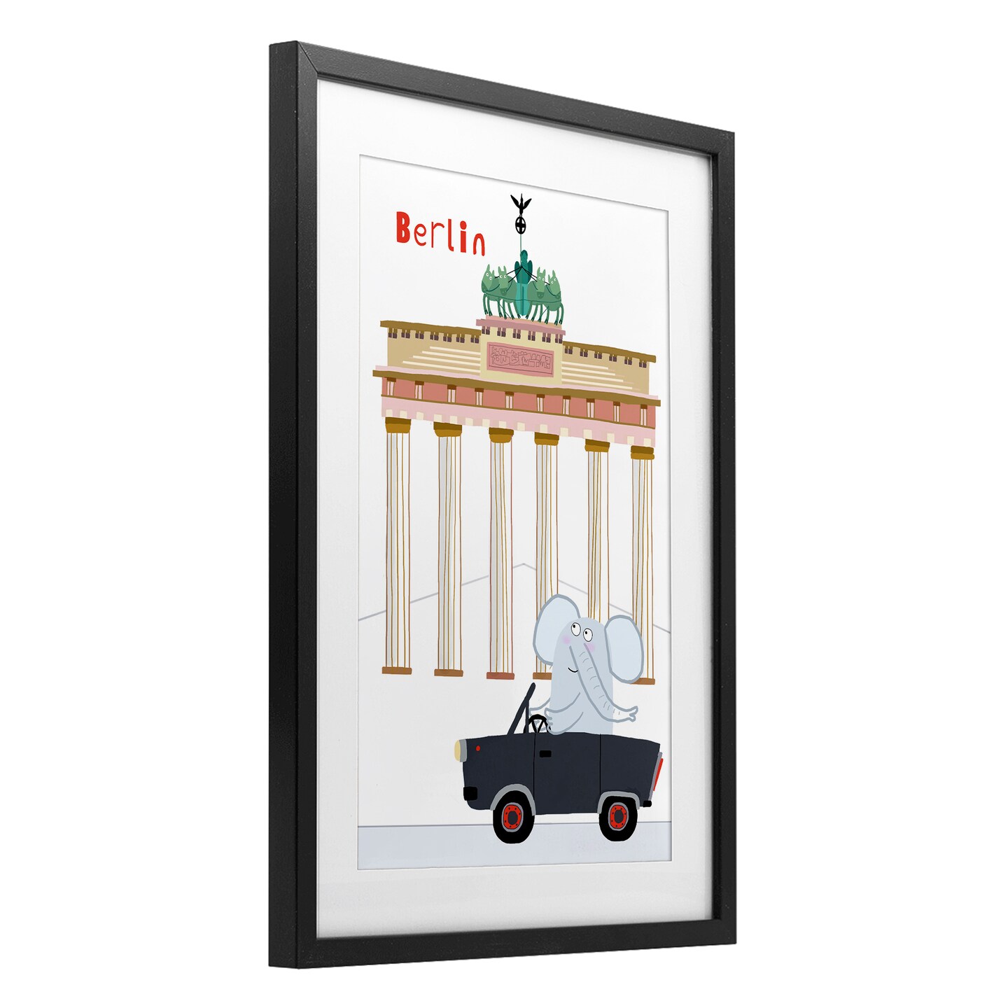 Stupell Industries Elephant & Berlin Architecture Framed Print Under Glass, design by Carla Daly
