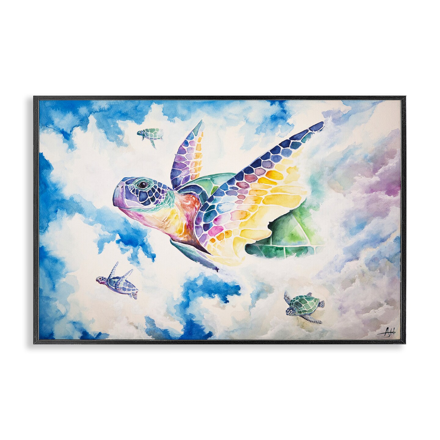 Stupell Industries Skyward Sea Turtles Framed Giclee, design by Marc Allante