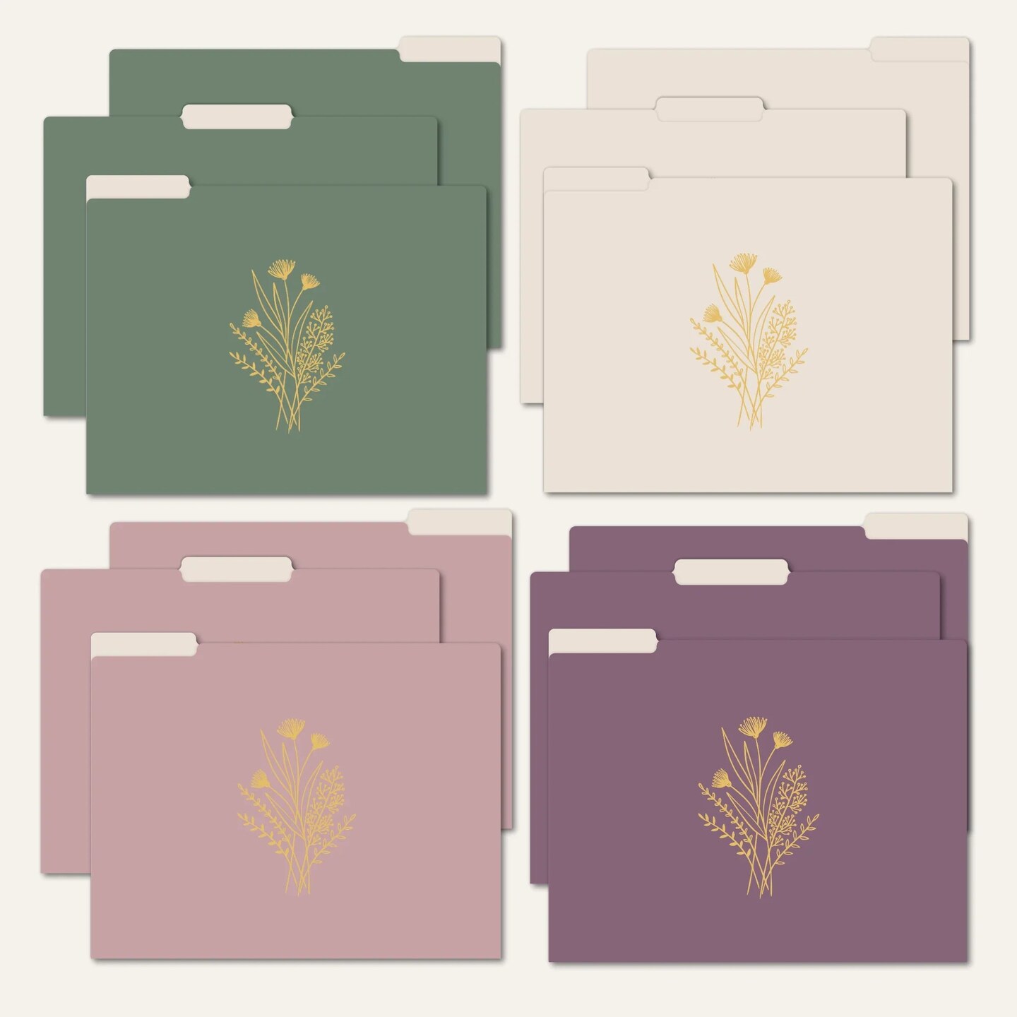 bloom daily planners File Folder Set, 12 Pack, Gold Foil Florals