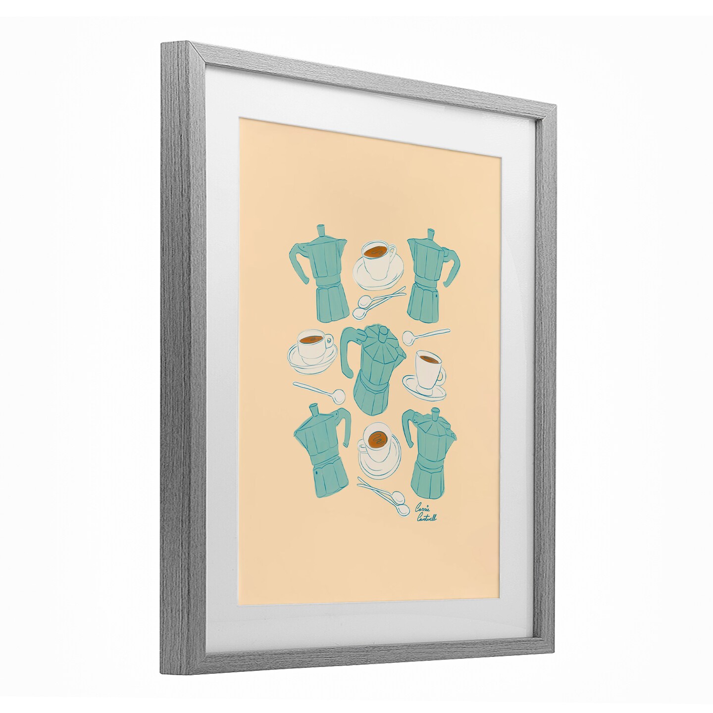 Stupell Industries Espresso & Moka Pots Framed Print Under Glass, design by Carrie Cantwell