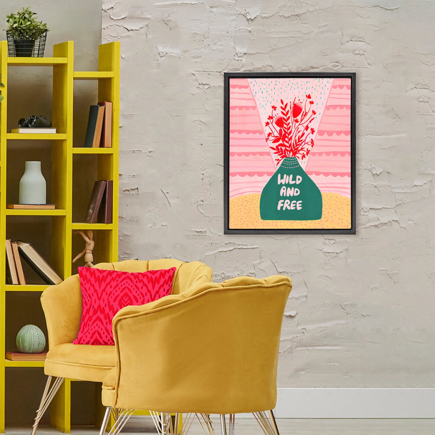 Stupell Industries Midcentury Wild And Free Floating Frame, design by Nabeela Rumi