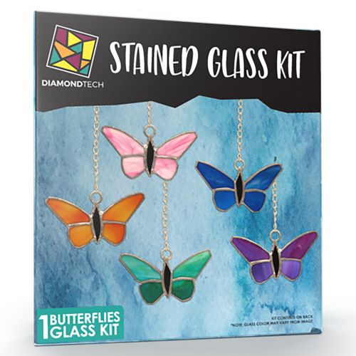 Butterflies Pre-Cut Stained Glass Kit-Make Your own Beautiful Glass Project.