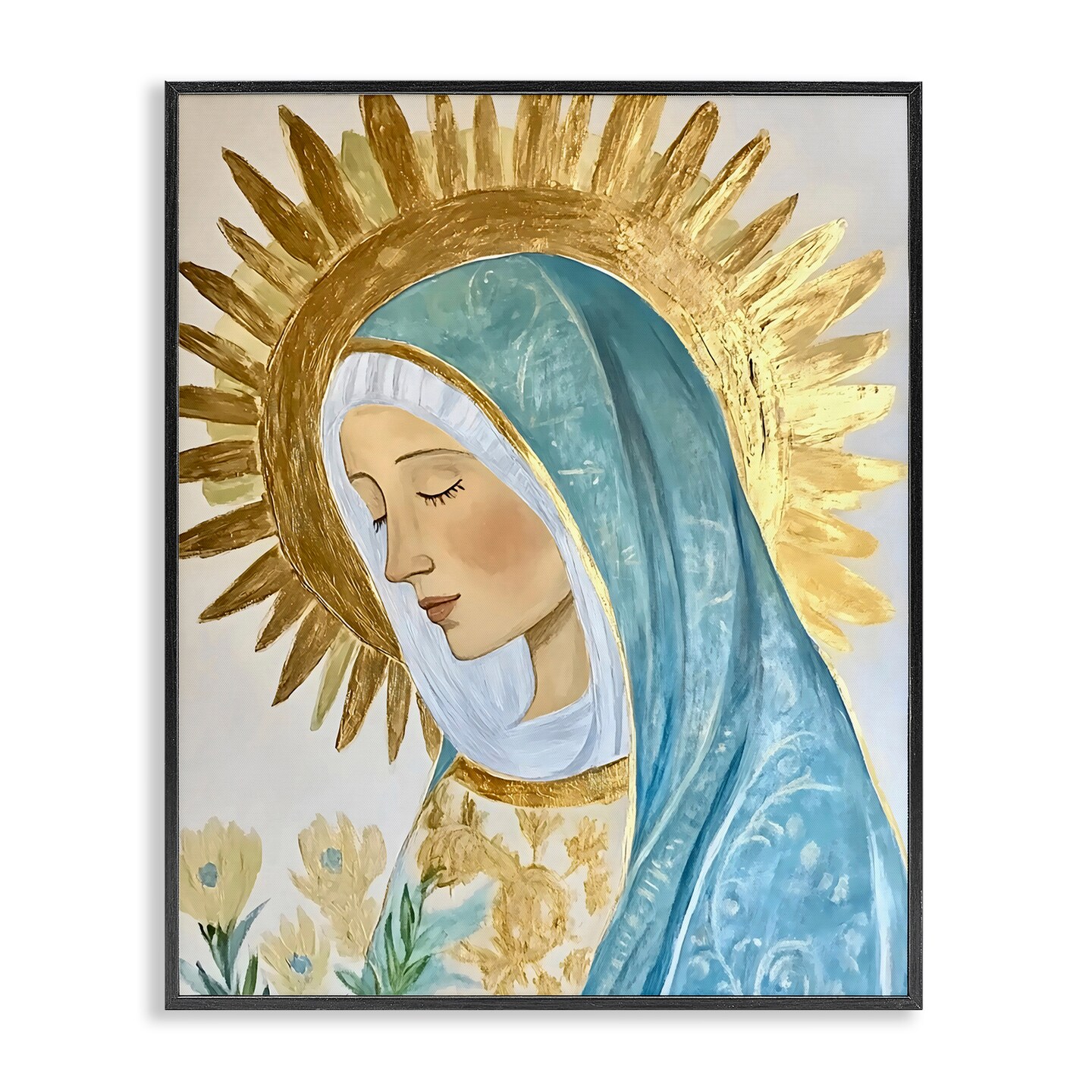 Stupell Industries Holy Mary In Gold Framed Giclee, design by Franklyn Gregory