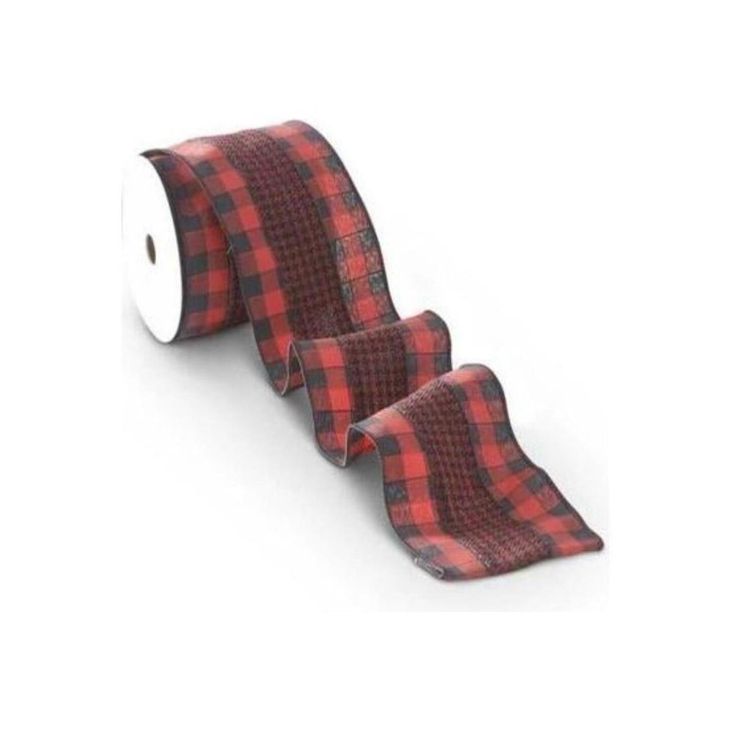 4" Houndstooth Checked Ribbon: Red & Black ( (10 Yards)