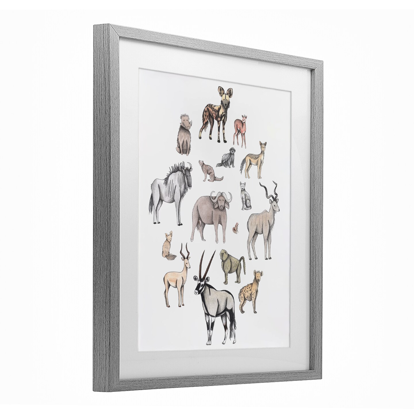 Stupell Industries Simple Africa Animals Framed Print Under Glass, design by Cecilia Battaini
