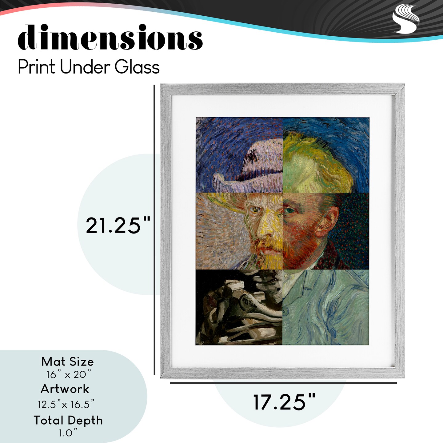 Stupell Industries Collaged Van Gogh Portraits Framed Print Under Glass, design by Masters Redux