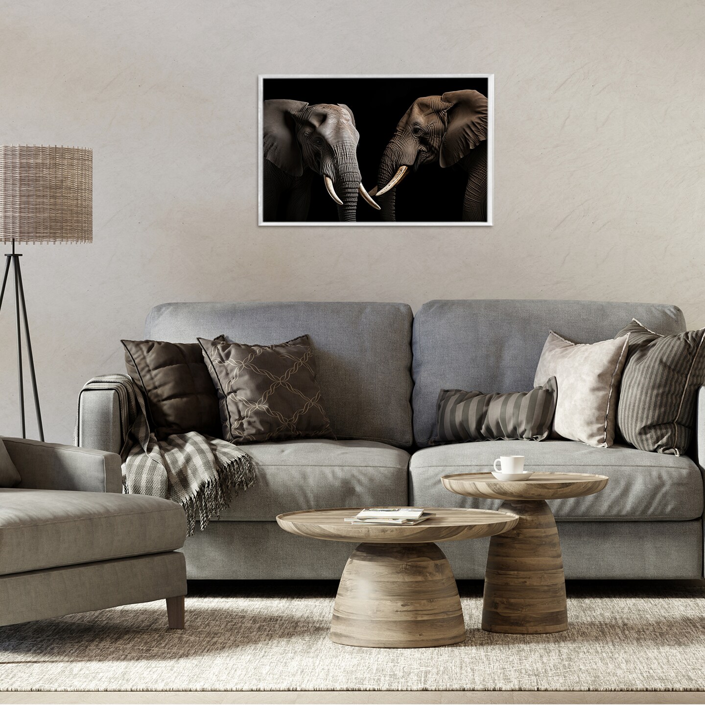 Stupell Industries Pachyderm Elephant Pair Framed Giclee, design by Decent Exposures