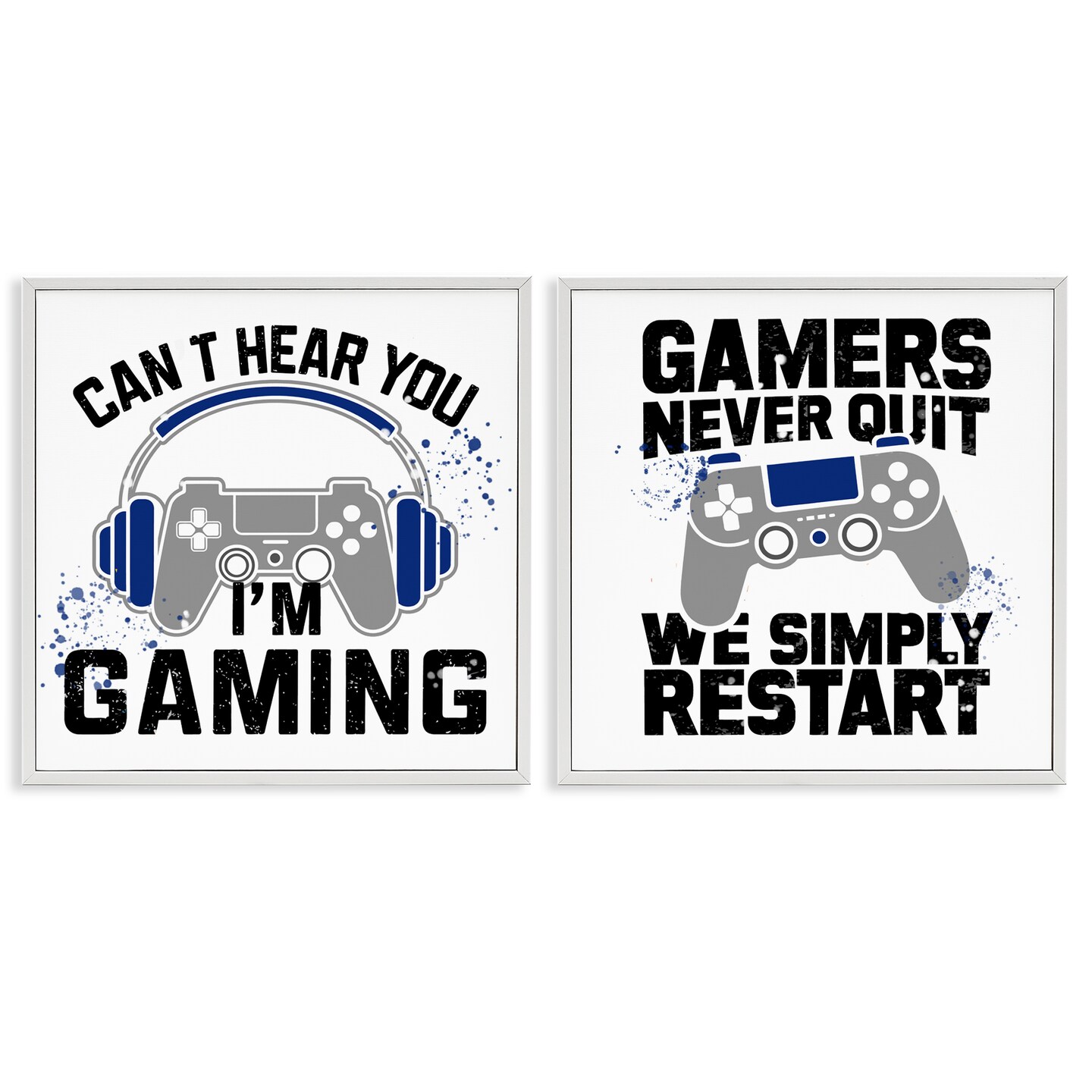 Stupell Industries Gamer Culture Phrases 2pc Framed Giclee Set, design by Kim Allen