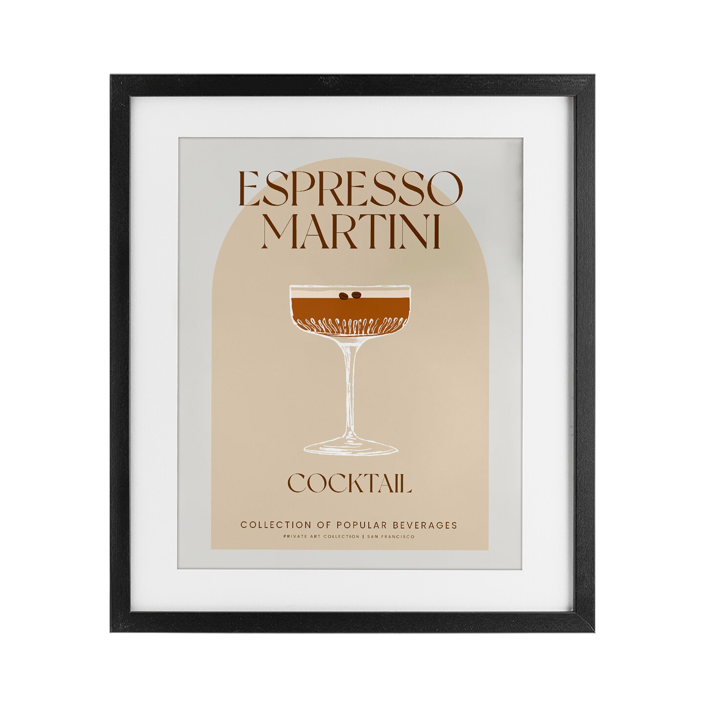 Stupell Industries Stylish Retro Espresso Martini Framed Print Under Glass, design by Lil' Rue