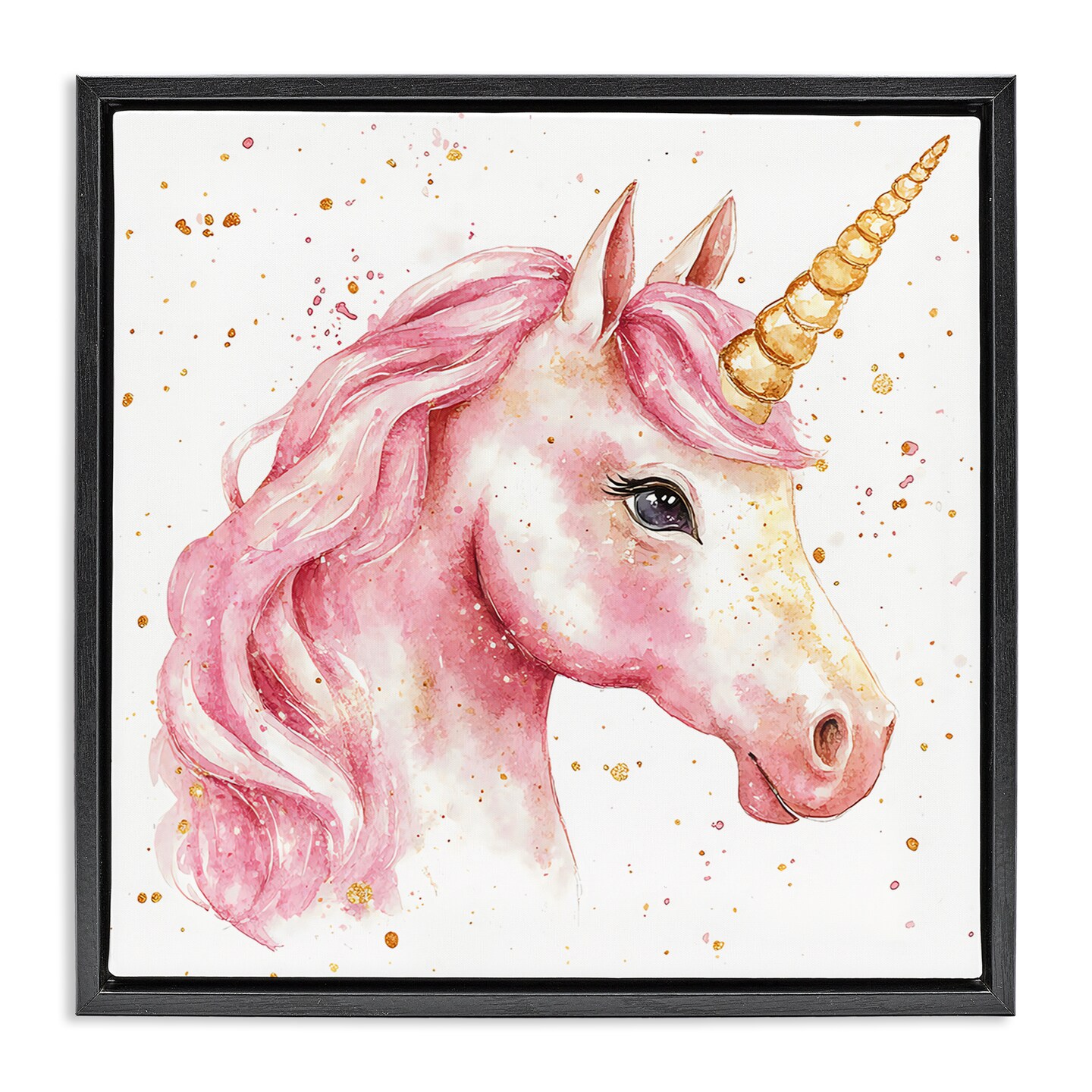 Stupell Industries Pink Unicorn with Paint Splatter Floating Frame, design by Creative Studio