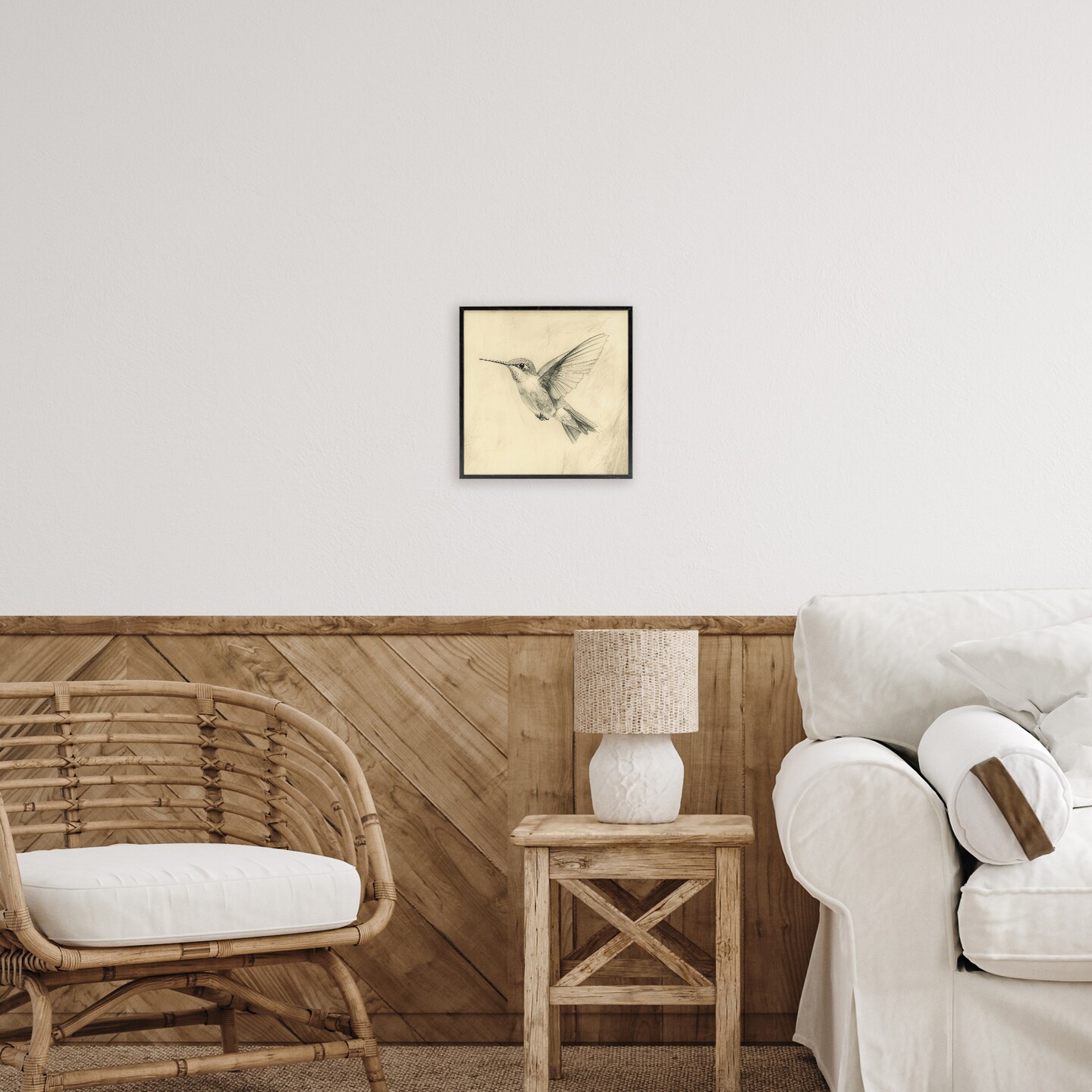 Stupell Industries Vintage Hummingbird Sketch Framed Giclee, design by Petal Prints Design