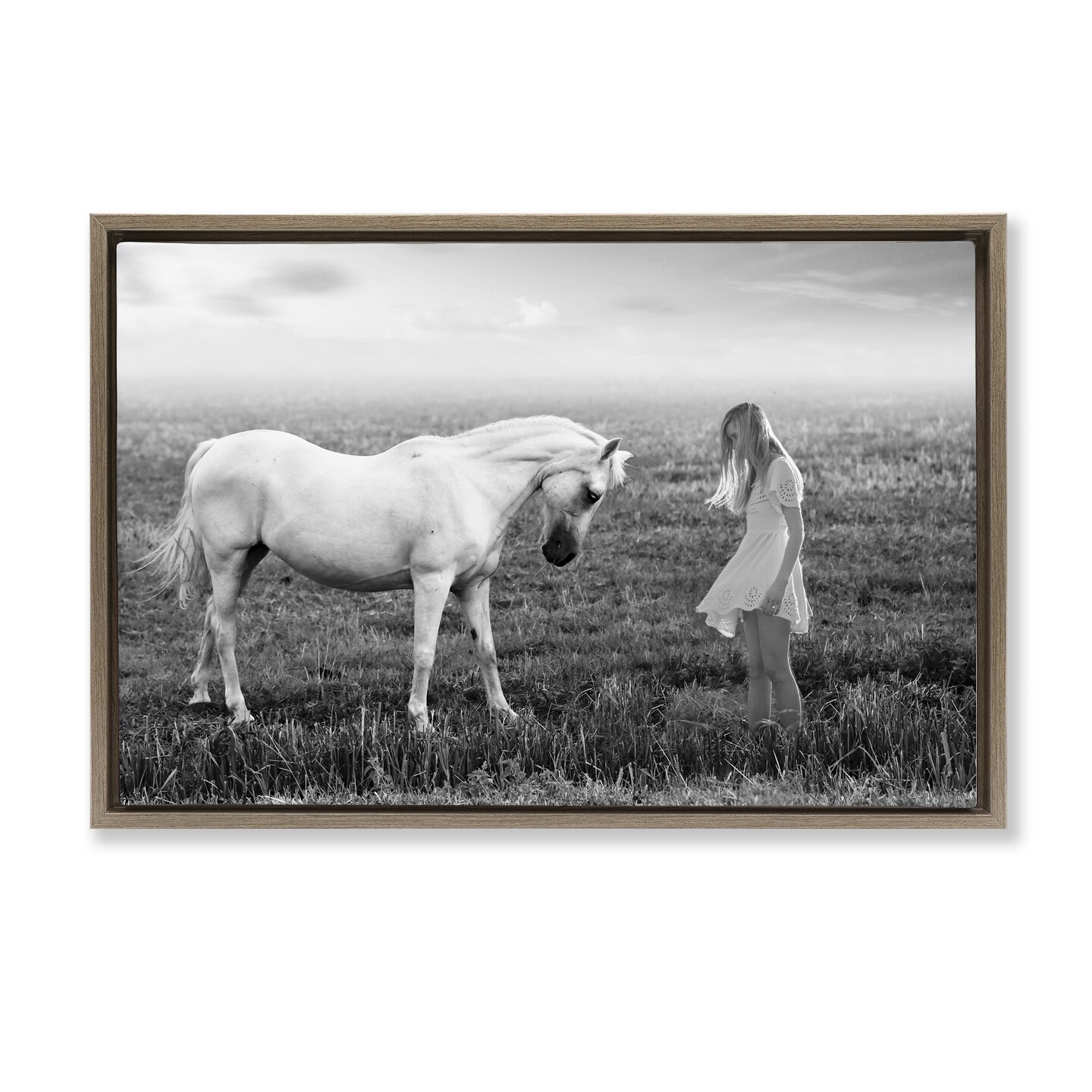 Stupell Industries Her White Horse Floating Frame, design by Ata Alishahi