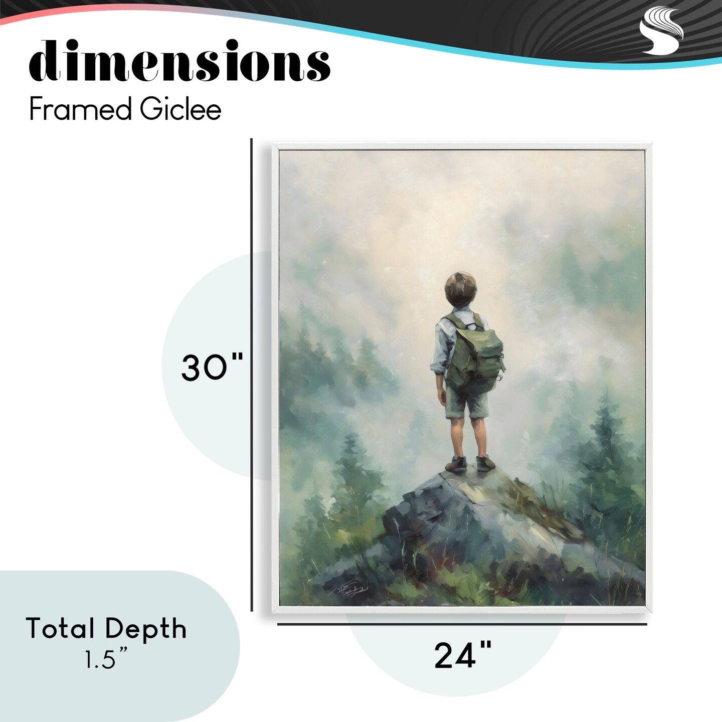 Stupell Industries Boy Adventurer Atop Mountain Framed Giclee, design by Arlington Prints