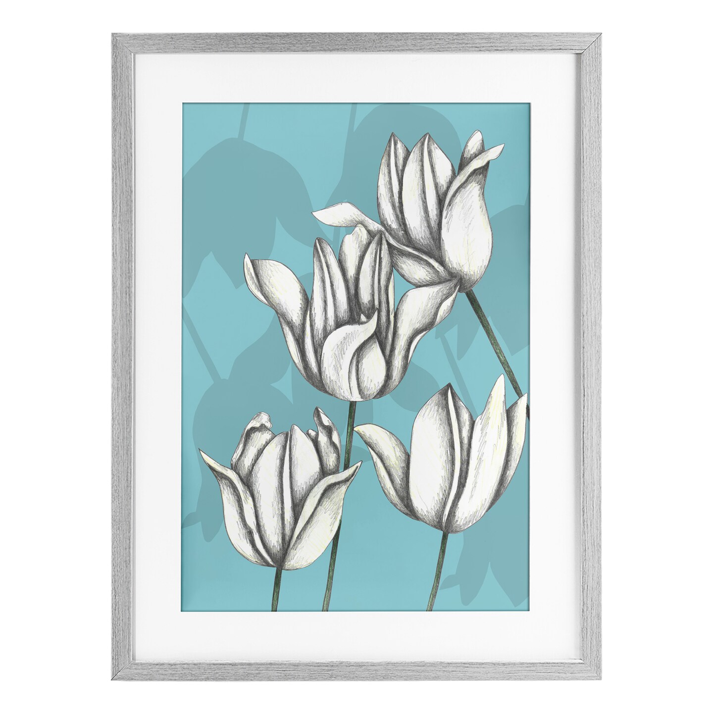 Stupell Industries Sketched Tulips Keep Growing Framed Print Under Glass, design by Cecilia Battaini