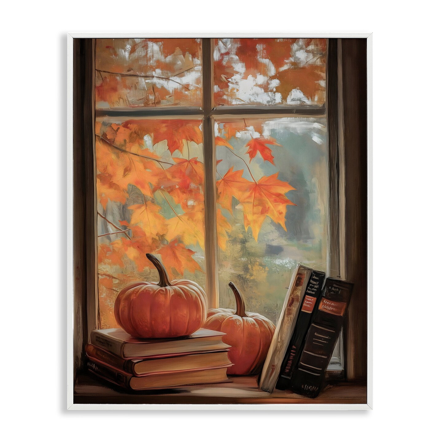 Stupell Industries Cozy Fall Window Books Framed Giclee, design by Arlington Prints