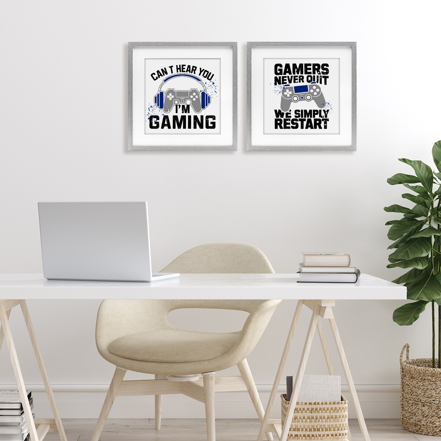 Stupell Industries Gamer Culture Phrases 2pc Framed Print Under Glass Set, design by Kim Allen