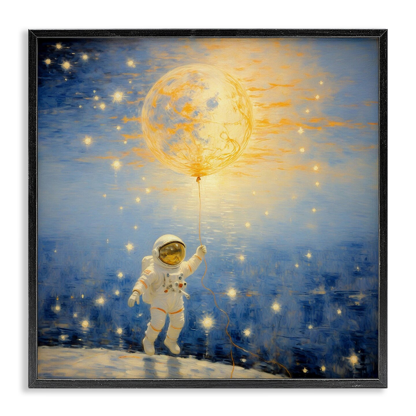 Stupell Industries Astronaut with Dreamy Cosmic Balloon Framed Giclee, design by Angie Hawke