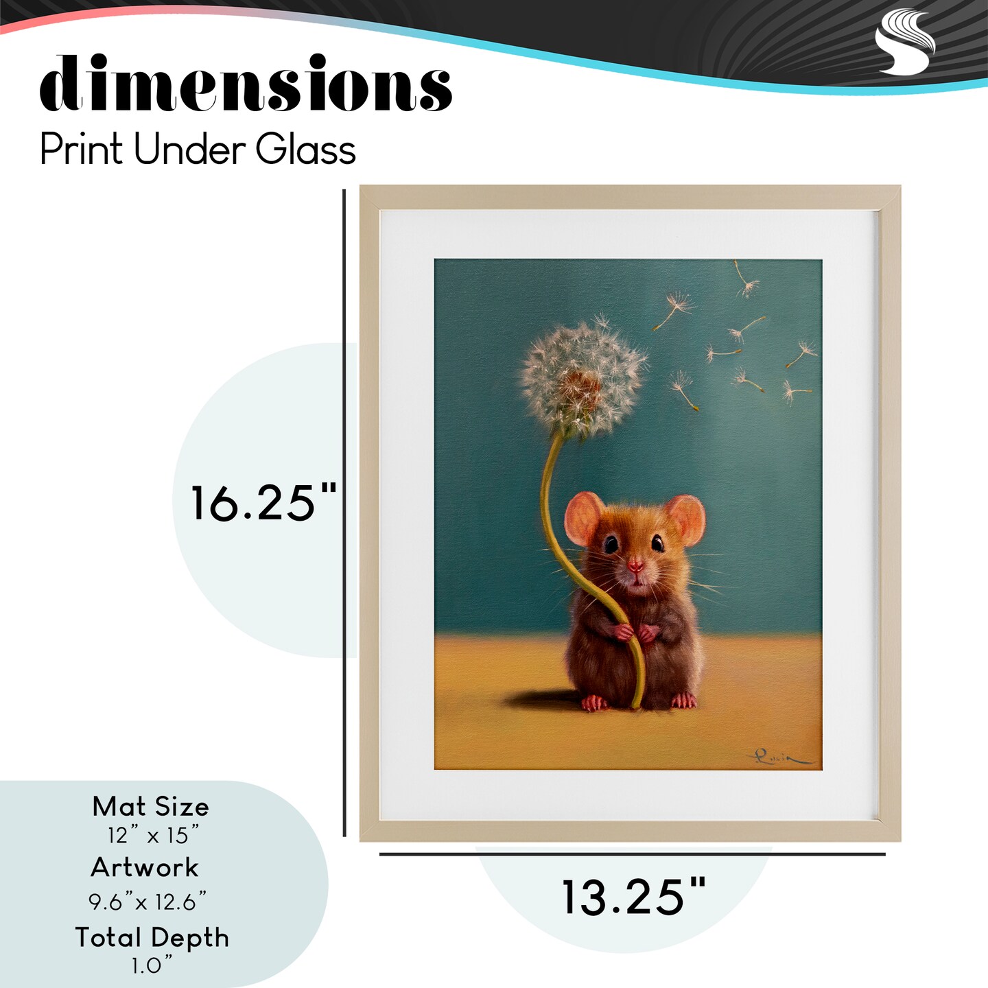 Stupell Industries Tiny Wishes Mouse & Dandelion Framed Print Under Glass, design by Lucia Heffernan