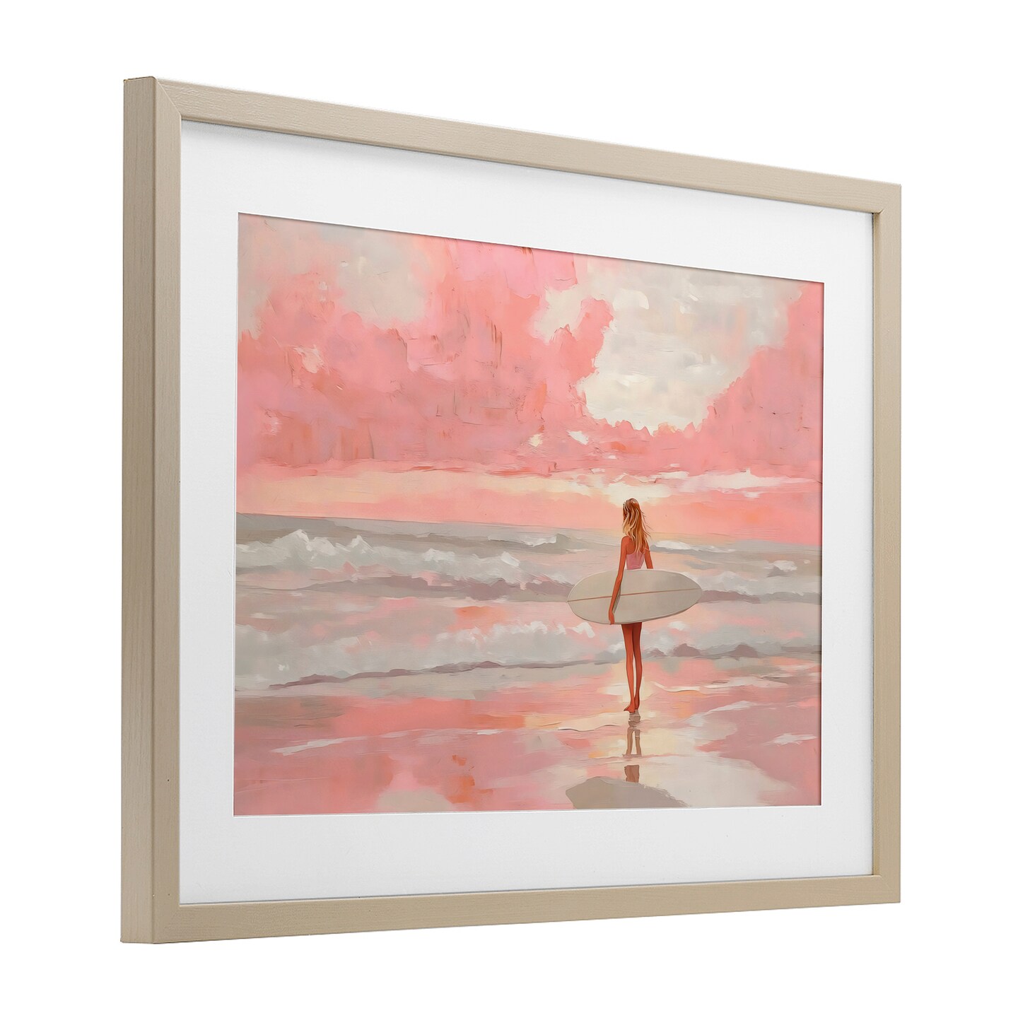 Stupell Industries Pink Sky Surfer Framed Print Under Glass, design by LSR Design Studio