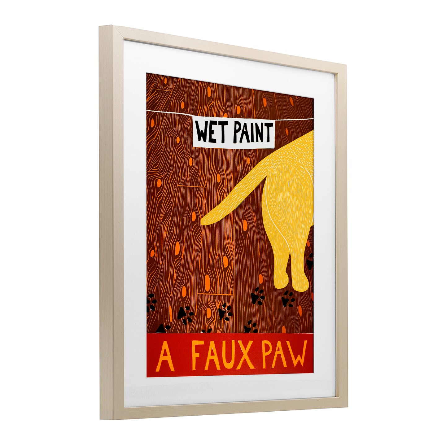 Stupell Industries Wet Paint Faux Paw Framed Print Under Glass, design by Stephen Huneck