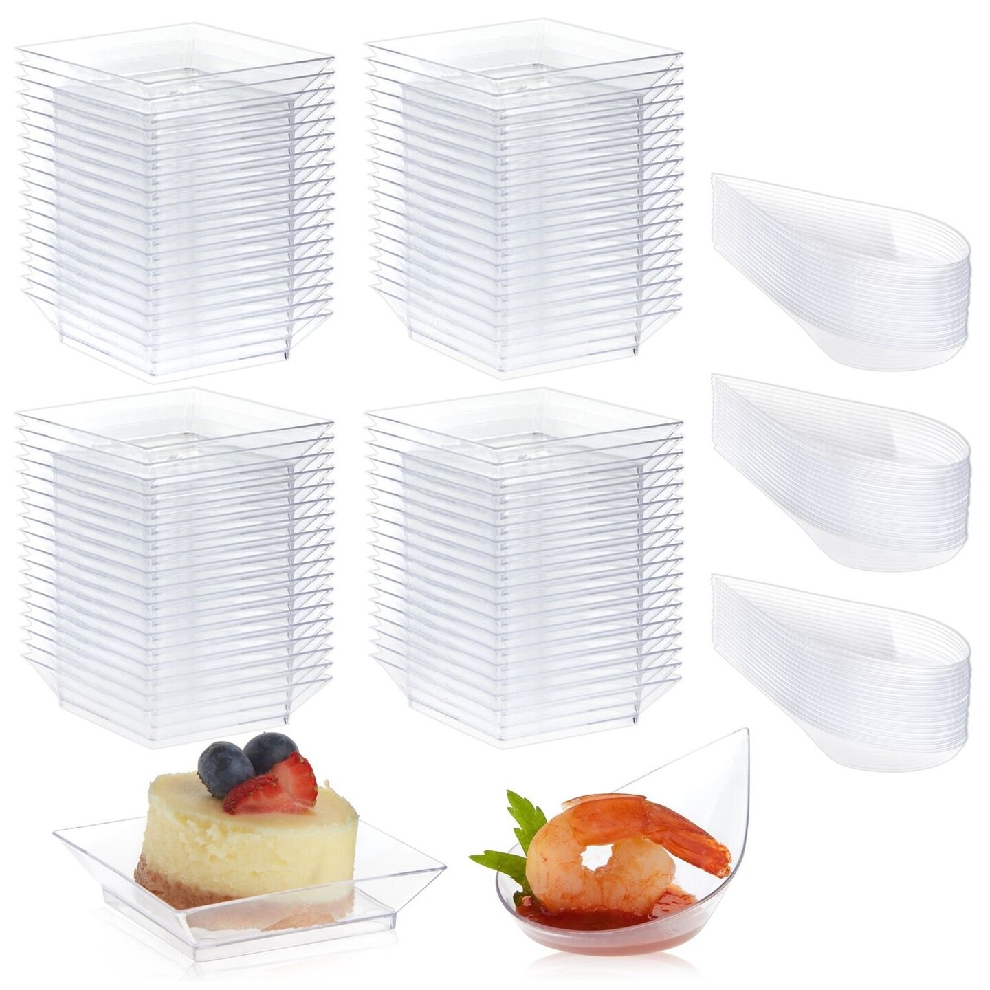 Mini Appetizer Plates and Tear Drop Spoons for Weddings (Clear, 72 Pieces)