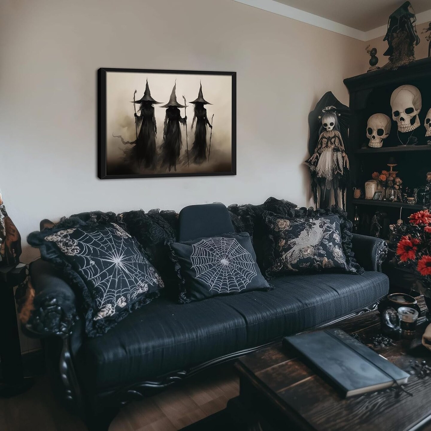 16L&#x22; x 12W&#x22; Framed Vintage Witch Canvas Wall Art