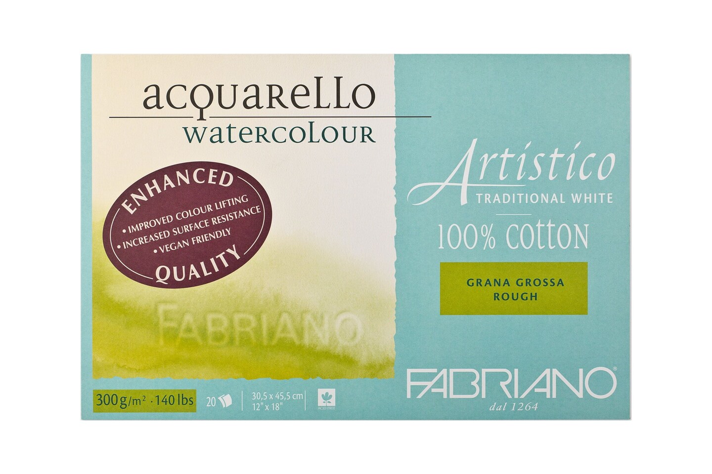 Fabriano Artistico Traditional White Watercolor Block, 140 lb./300 gsm