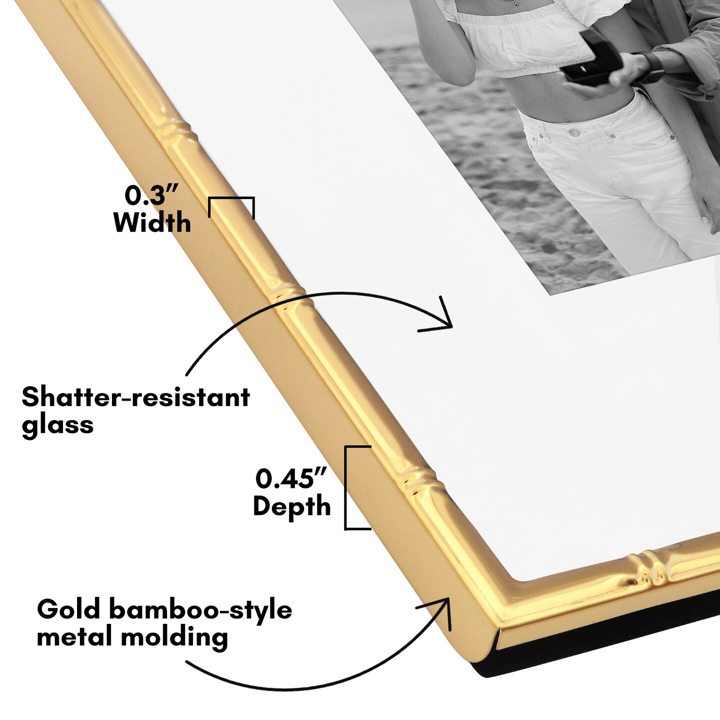 Americanflat Picture Frame with Bamboo-Style Molding - Bamboo Frame with Shatter-Resistant Glass and Mat - Elegant Gallery Style Frames for Tabletop or Wall Display