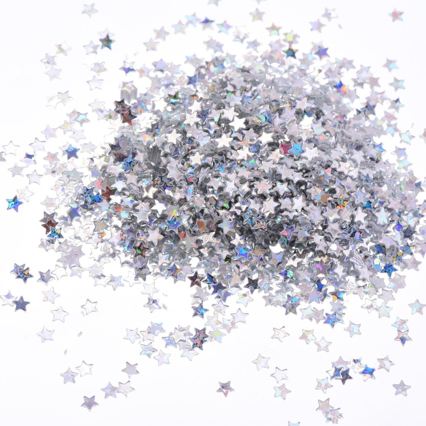 100 Gram Stars Confetti Glitter Star Sequins for Crafts DIY Nail Art and Party Decoration, Holographic Silver