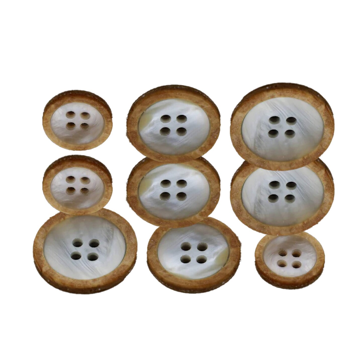 12 Pieces Faux Shell Wood Edge Buttons 15mm 4 Hole Wood Sewing Buttons
