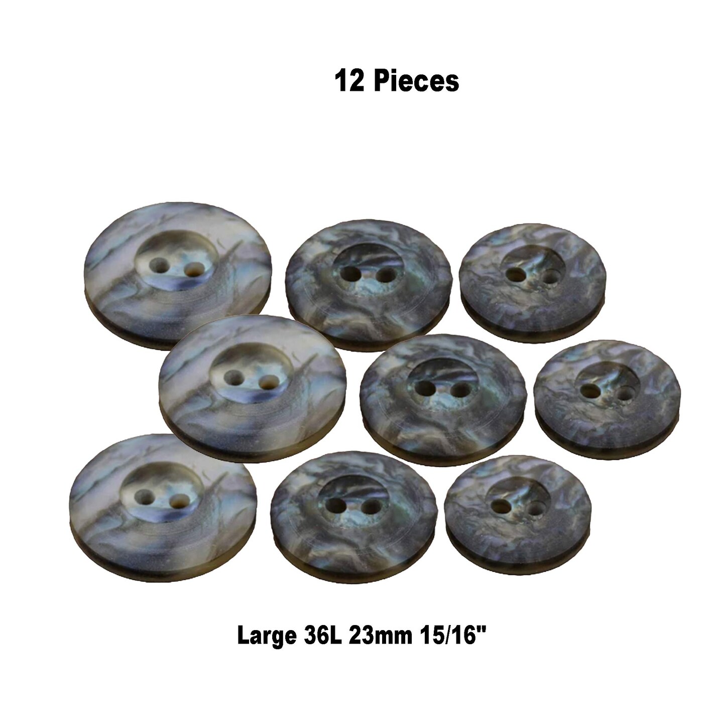 12 Pieces 23mm Gray Marble Shell Buttons 2-Hole Faux Shell Plastic Sewing Buttons