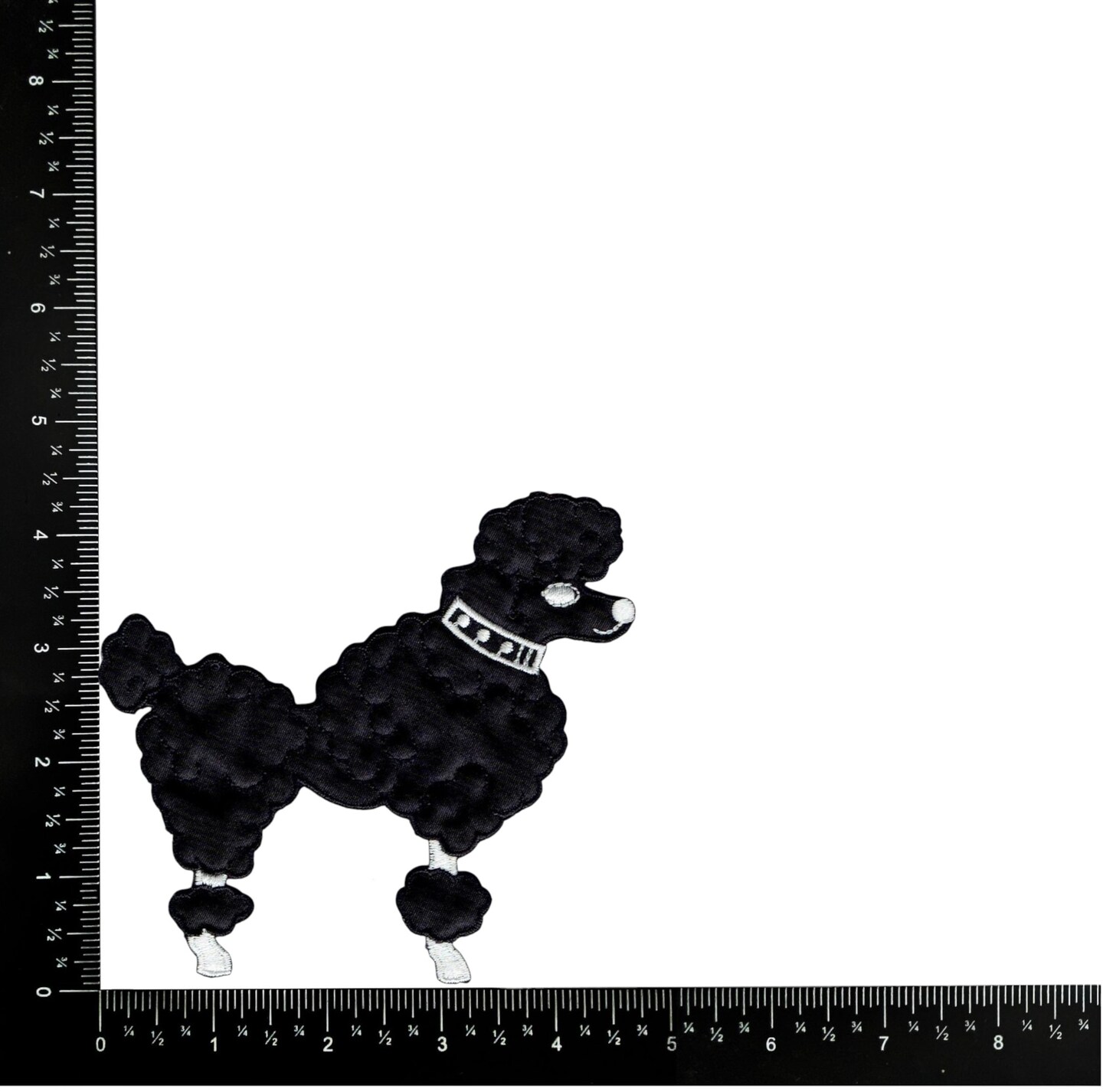 Black Poodle, Facing Right, Dog, Embroidered, Iron on Patch